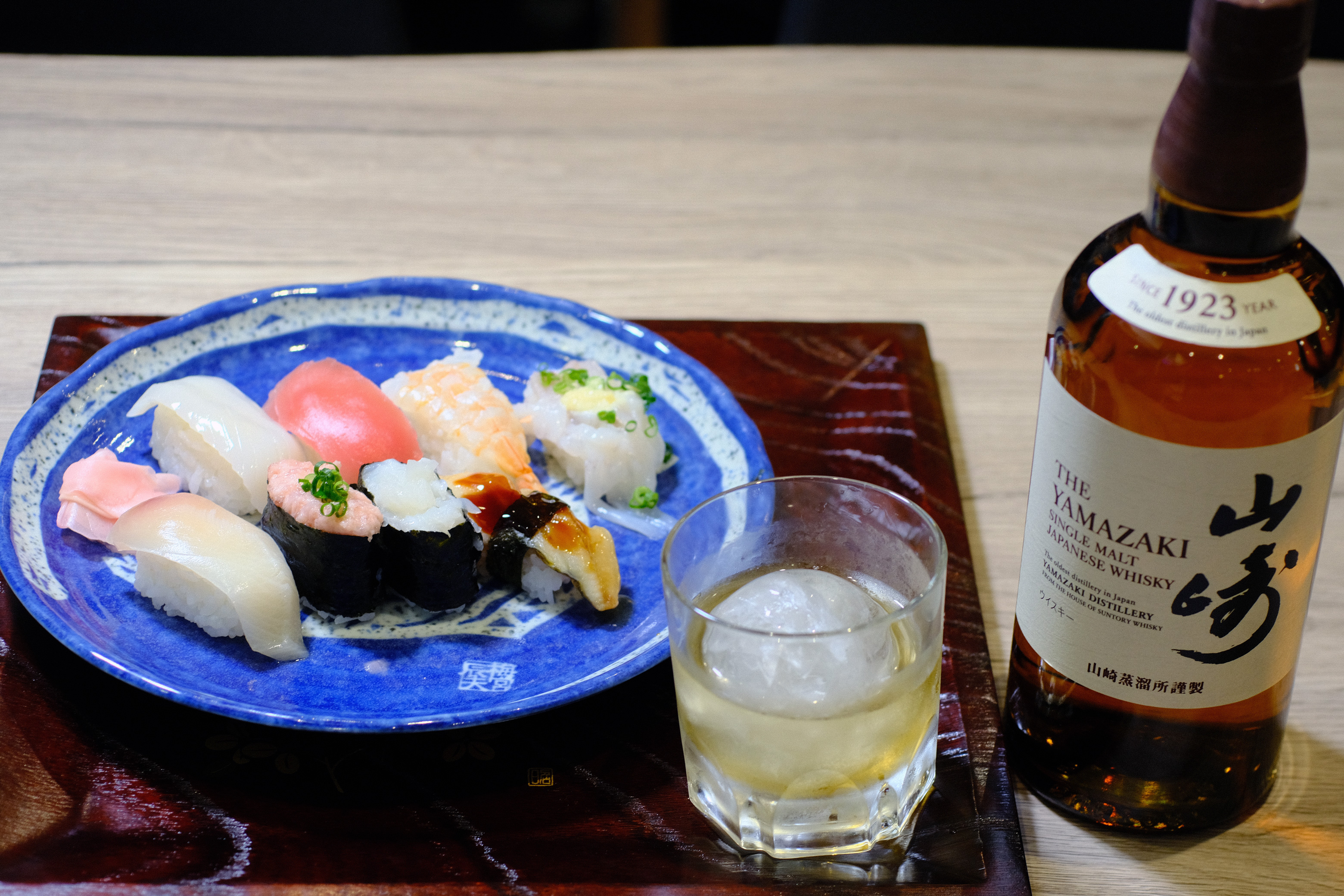 Set of Sushi and Japanese Whisky