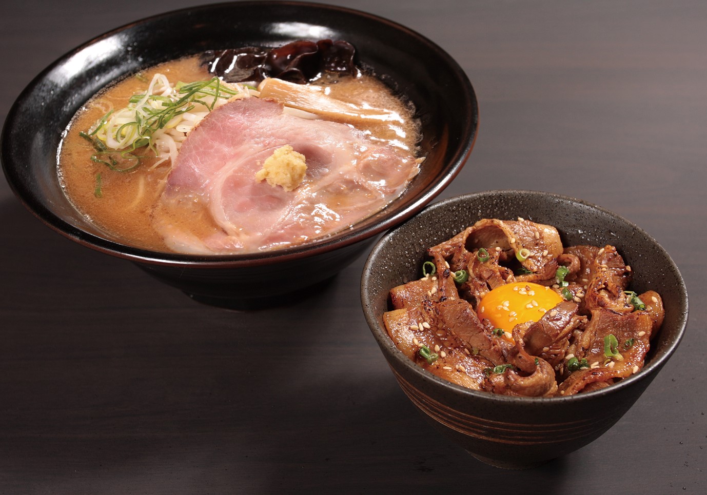 Ramen and Rice bowl of  Pork & Egg